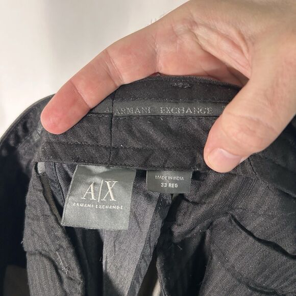 Armani Exchange Dress Pants Men's 33 Reg Grey Striped Flat Front 100% Cotton - Picture 8 of 9